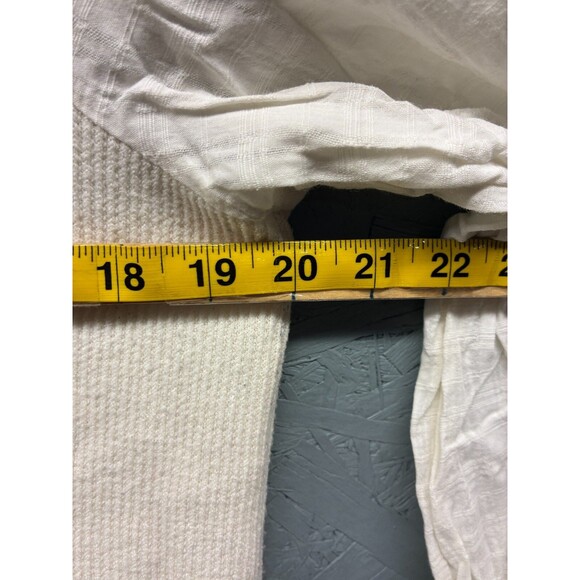 Madewell Sweater Top Women’s Ivory Textured Knit Mixed Fabric Long Sleeve L - Picture 8 of 11